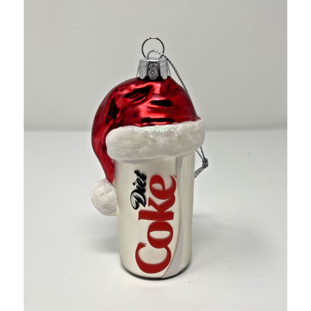 Kurt Adler Blown Glass Ornament Diet Coke Santa Hat Nostalgic Coca Cola